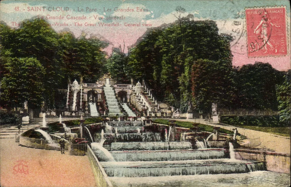 SAINT CLOUD - O Parque - As Grandes Águas - Vista geral - The Great Waterfall - Vista geral - Frente