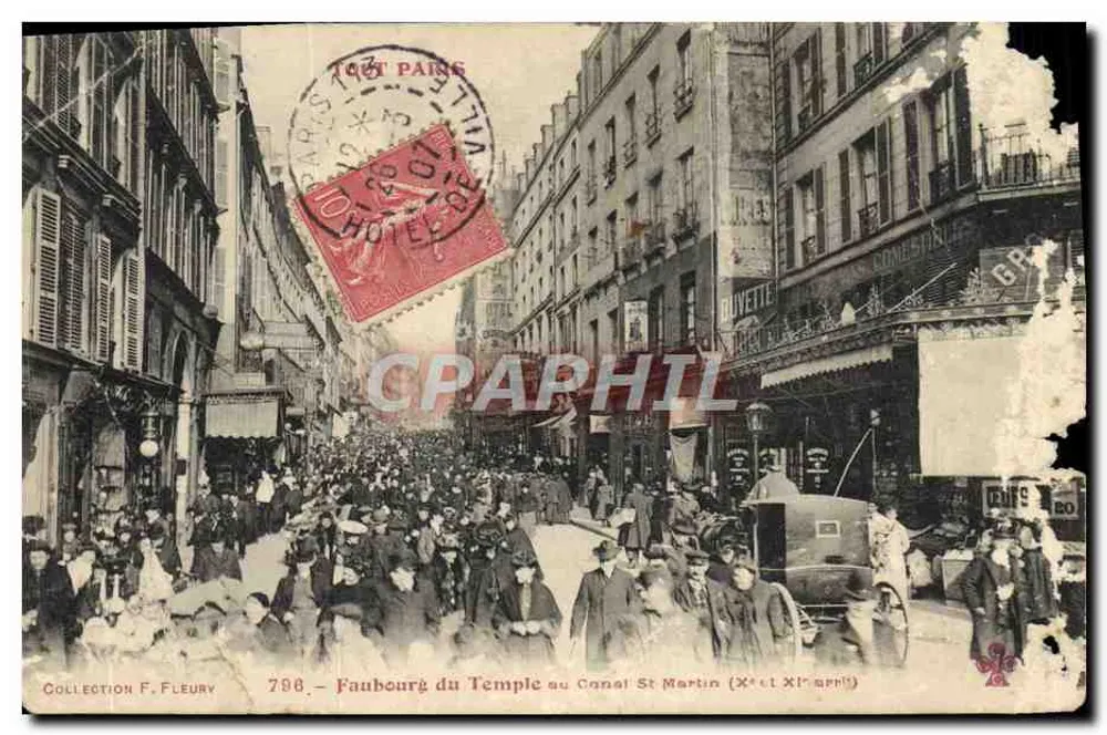 Faubourg du Temple au Canal Saint-Martin (Xe et XIe arrondissements) — Collection F. Fleury, n° 798 - Recto