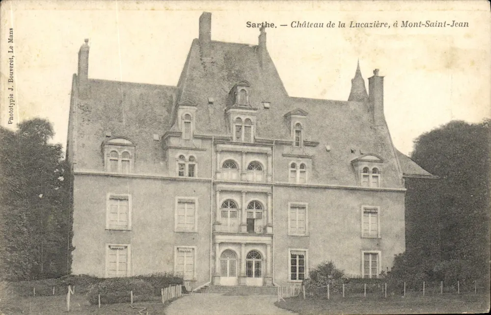 Château de la Lucazière, à Mont-Saint-Jean — Sarthe — Phototype J. Bouveret, Le Mans - Recto