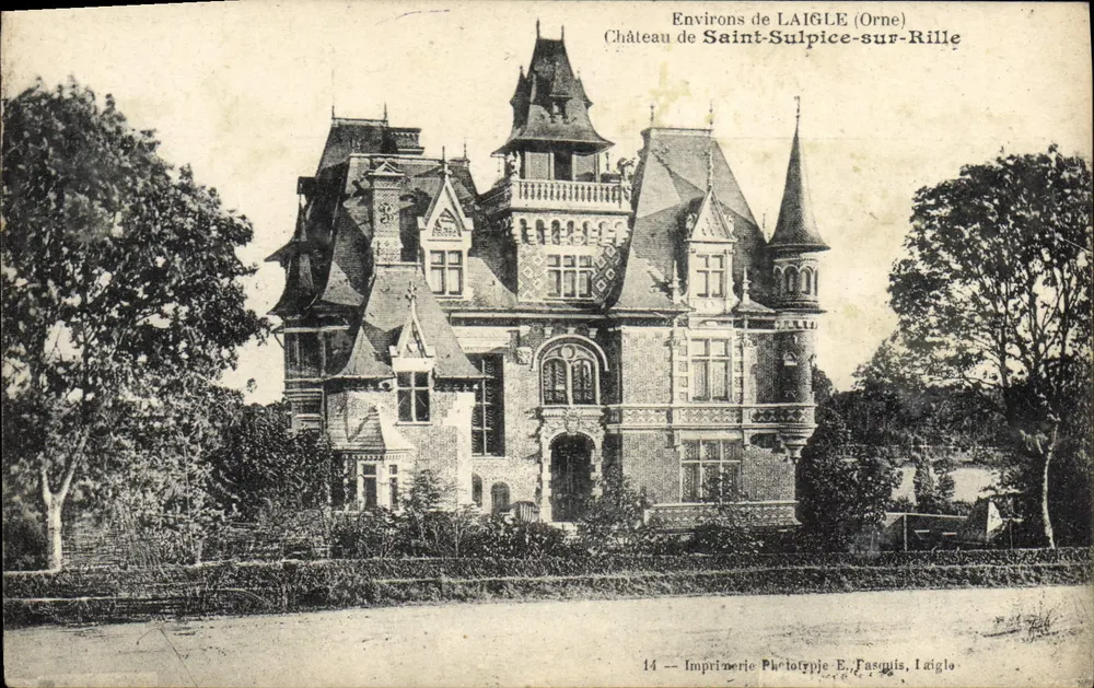 Castelo de Saint-Sulpice-sur-Rillé — Arredores de Laigle (Orne) — Impressora Fototipia E. Fasquis, Laigle, n°14 - Frente