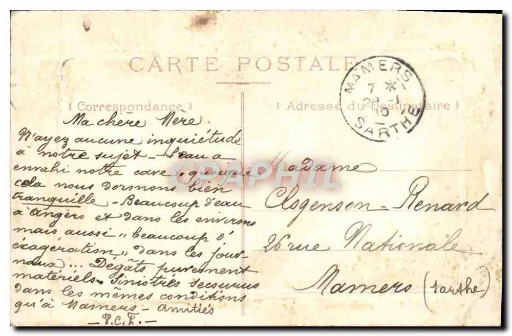 Angers — École Supérieure — éditeur anonyme, n° de série non visible - Verso