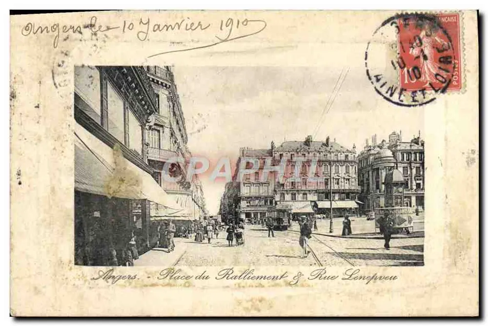 Angers - Place du Ralliement & Rue Lengrevou — städtische Ansicht — unbekannter Verleger - Vorderseite