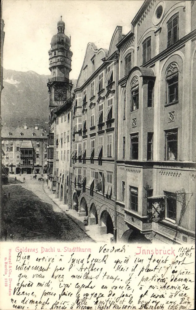 Goldenenes Dachl u. Stadtturm — Innsbruck — Stern & Co. Berlin, 1903 - Vorderseite