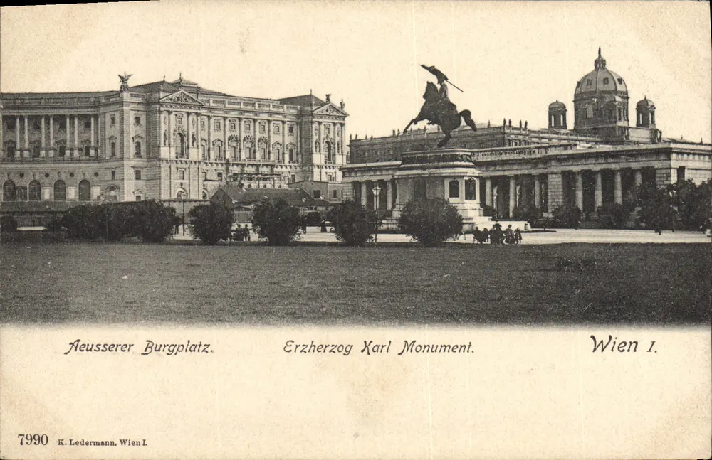 Äußerer Burgplatz — Erzherzog Karl Denkmal — K. Ledermann, Wien L, Nr. 7990 - Vorderseite