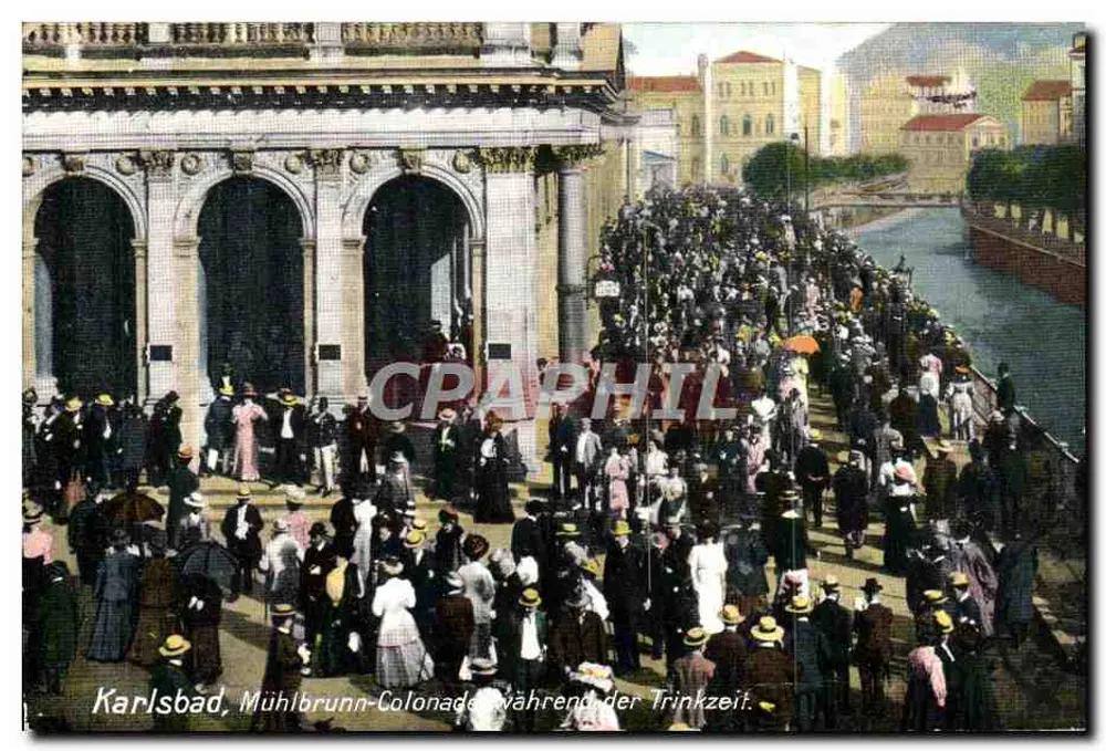 Karlsbad, Mühlsbrunn-Colonade während der Trinkzeit — n° 104 - Vorderseite