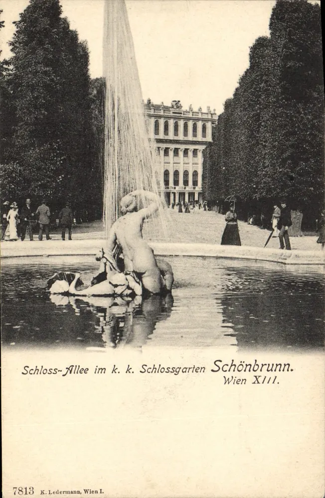 Schlossallee im k.k. Schlossgarten Schönbrunn — K. Ledermann, Wien I, n°7813 - Vorderseite
