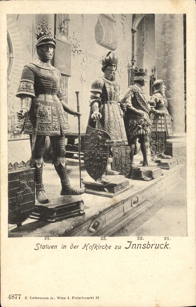 Statuen in der Hofkirche in Innsbruck — E. Ledermann jr., Wien I. Fleischmarkt 12, Nr. 4877 - Vorderseite