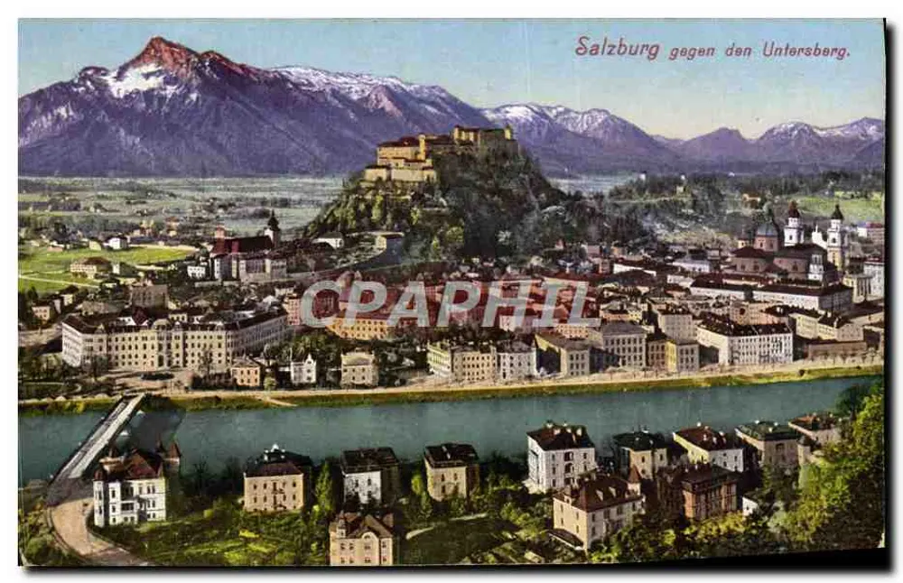 Salzburg vor dem Untersberg — Panoramablick — Photochrom F.M.S. Nr. 1a - Vorderseite