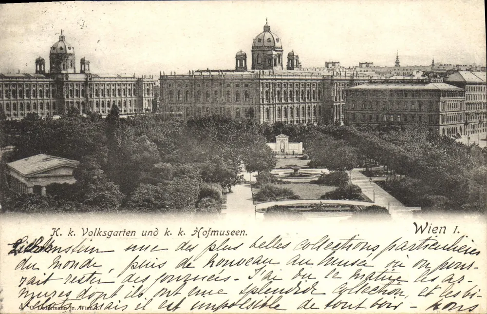 Volksgarten y Hofmuseen en Viena — editor Ledermann jr. Wien, número de serie no visible - Anverso