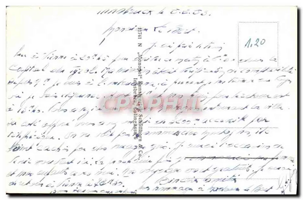 Innsbruck com a Nordkette, (Tirol) — vista aérea das montanhas e do centro da cidade — editor Innsbruck, N. "Monopol" - Verso