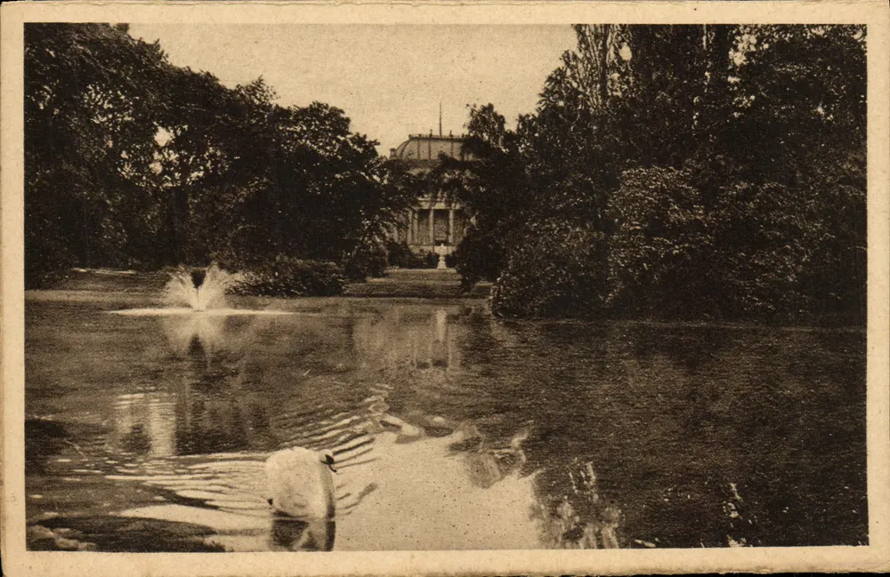 Wiesbaden — Theater von den Anlagen — Photogravure Kupferdruck Positikarte - Vorderseite