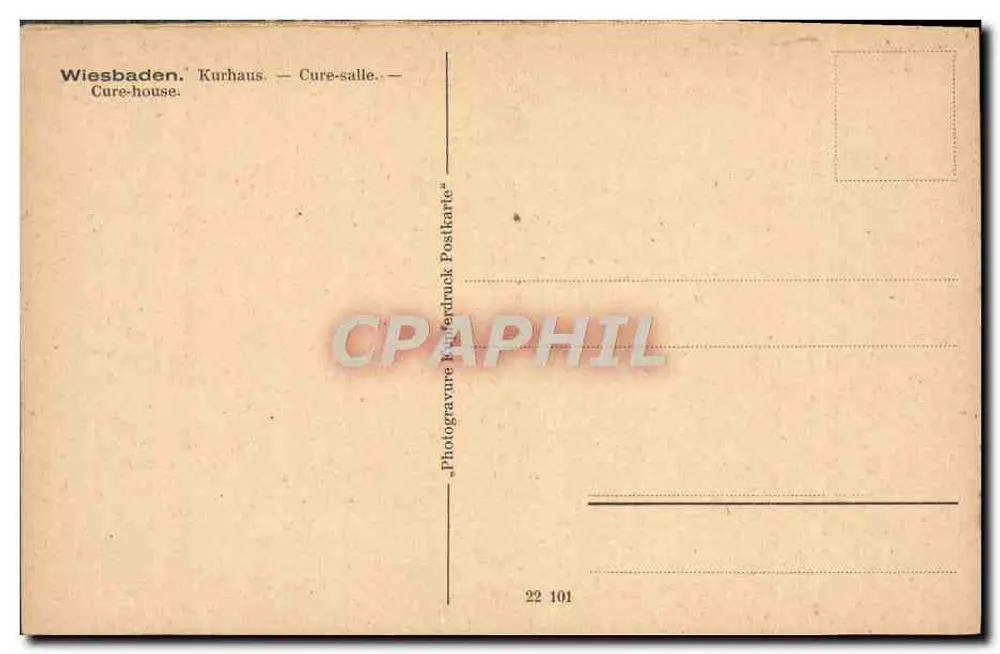Wiesbaden — Kurhaus — Kurzustellungsraum — Photogravure Postfrankierte - Rückseite
