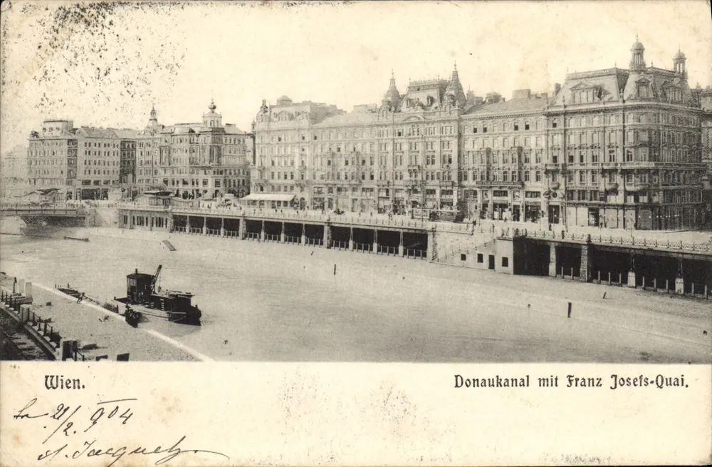 Wien — Donaukanal mit Franz-Josefs-Quai — unbekannter Verleger, Seriennummer nicht sichtbar - Vorderseite