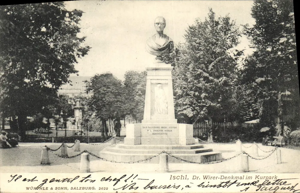 Ischl, Denkmal voor Dr. Wirer in de Kurpark — Würchle & Sohn, Salzburg 2629 - Voorkant