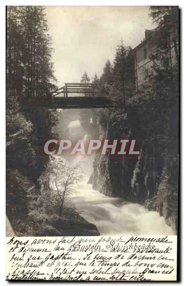 Gaststein - Schruckbrücke — vista do cânion com ponte de madeira — editor não visível - Frente