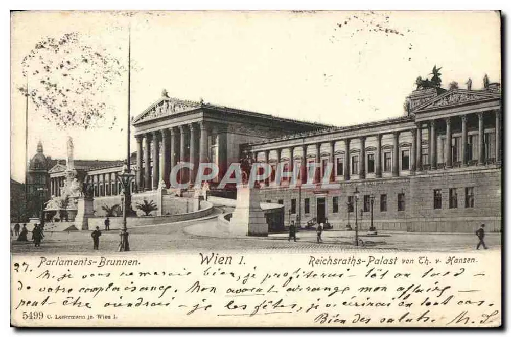 Parlamentsbrunnen — Reichsratspalast in Wien — C. Leutermann Jr. Nr. 5499 - Vorderseite