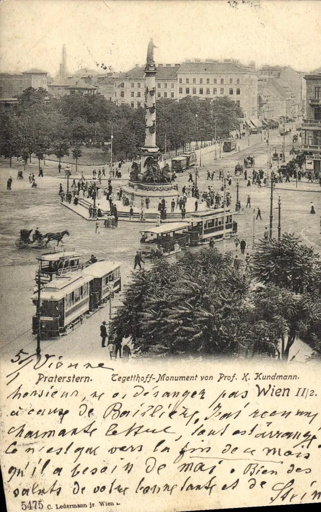 Praterstern — Denkmal von Prof. K. Kundmann — C. Ledermann jr. Wien, n° 5475 - Vorderseite
