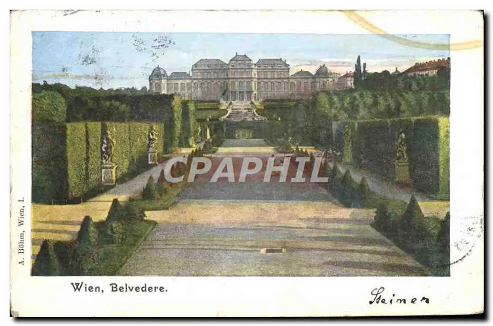 Viena, Belvedere — vista do palácio e dos jardins — A. Böhm, Viena, I. - Frente