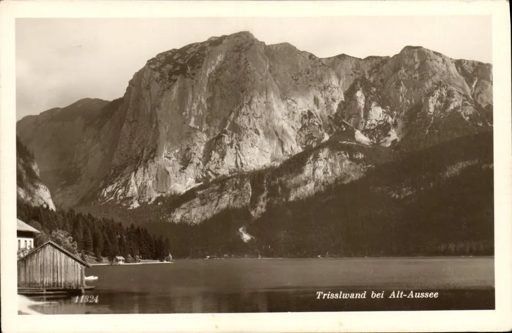 Trisslwand perto de Alt-Aussee — vista do lago e do maciço rochoso — Postkartenverlag 'Donauland' Viena - Frente