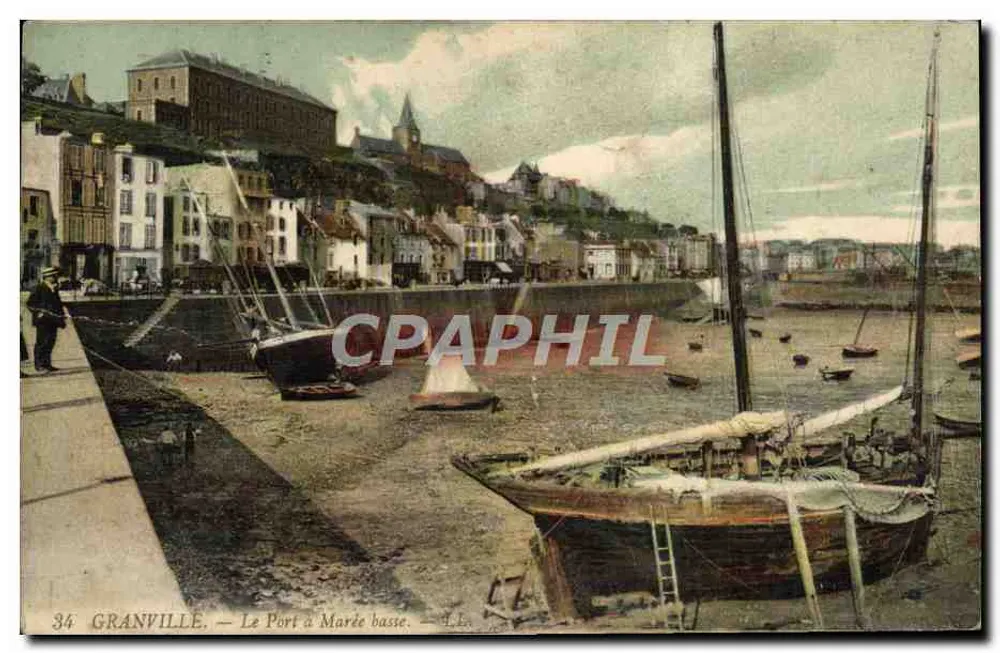 Granville — Le Port à Marée basse — L.L. n°34 - Recto