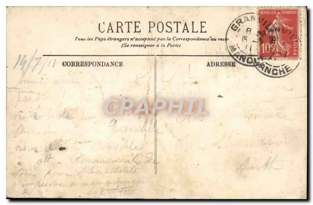 Granville — Le Port à Marée basse — L.L. n°34 - Verso