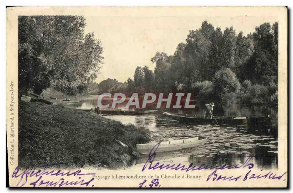 Landschaft am Mündungsgebiet der Cheuille in Bonny — Sammlung L. Marchand, Sully-sur-Loire - Vorderseite