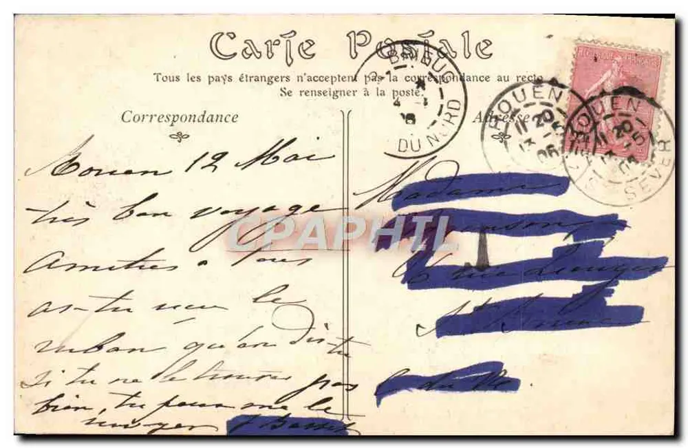 Rouen — O Hotel Bourgibieroulde — N.D. 1907 - Verso