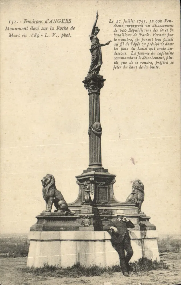 Um Angers — Denkmal auf der Roche de Murs aus dem Jahr 1889 — L. V. pbot. - Vorderseite