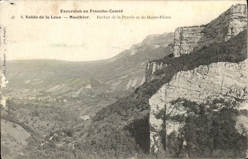 Tal der Loue — Felsen der Percée und Haute-Pierre — Besançon, Verlag Jougla - Vorderseite