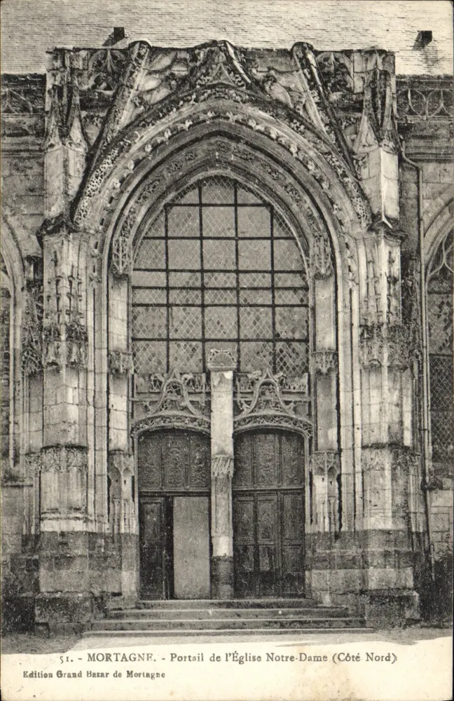 Mortagne - Portal der Kirche Notre-Dame (Nordseite) — Edition Grand Bazar de Mortagne, Nr. 51 - Vorderseite