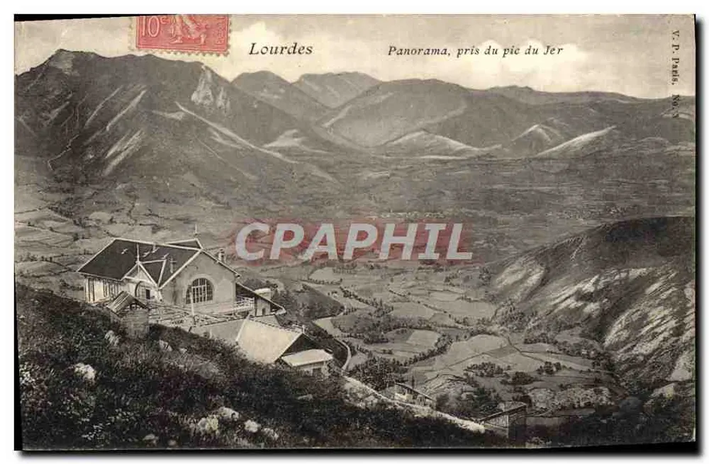 Lourdes — Panorama, tirado do pé do Jer — V. P. Paris, N° 33 - Frente