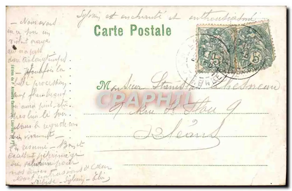 Grotte miraculeuse de N.D. de Lourdes — Édition de l'Alliance Catholique, Lourdes - Verso