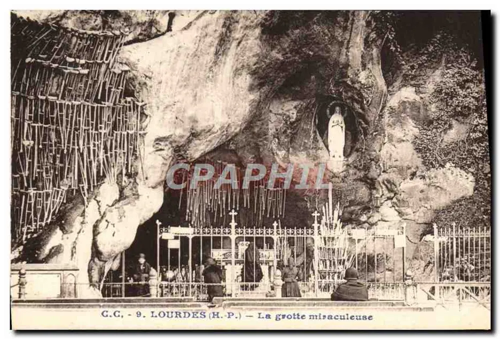 Lourdes (H.P.) — A gruta milagrosa — C.C. - 9. Lourdes (H.P.) - Frente