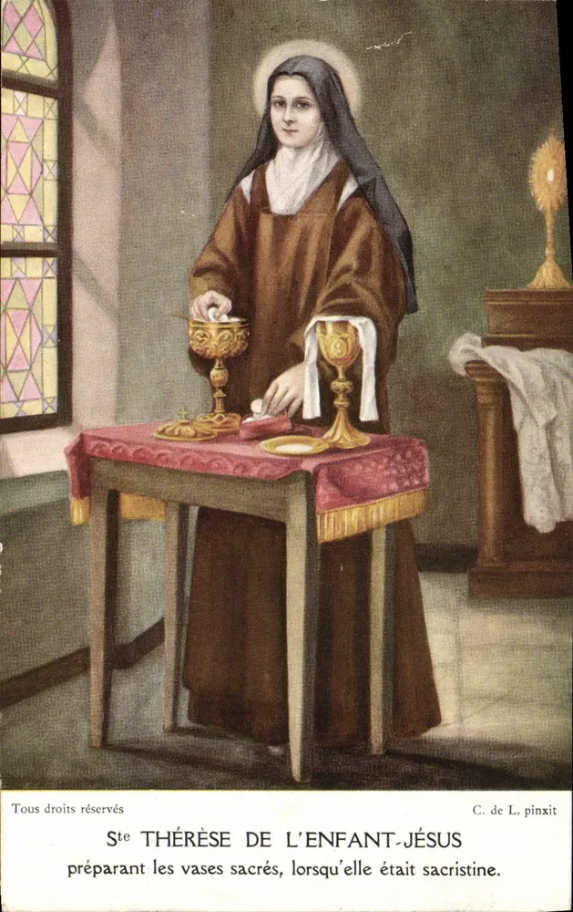 Saint Thérèse des Enfants-Jésus — bei der Vorbereitung der heiligen Gefäße, als sie Sakristanin war — C. de L. pinxit - Vorderseite