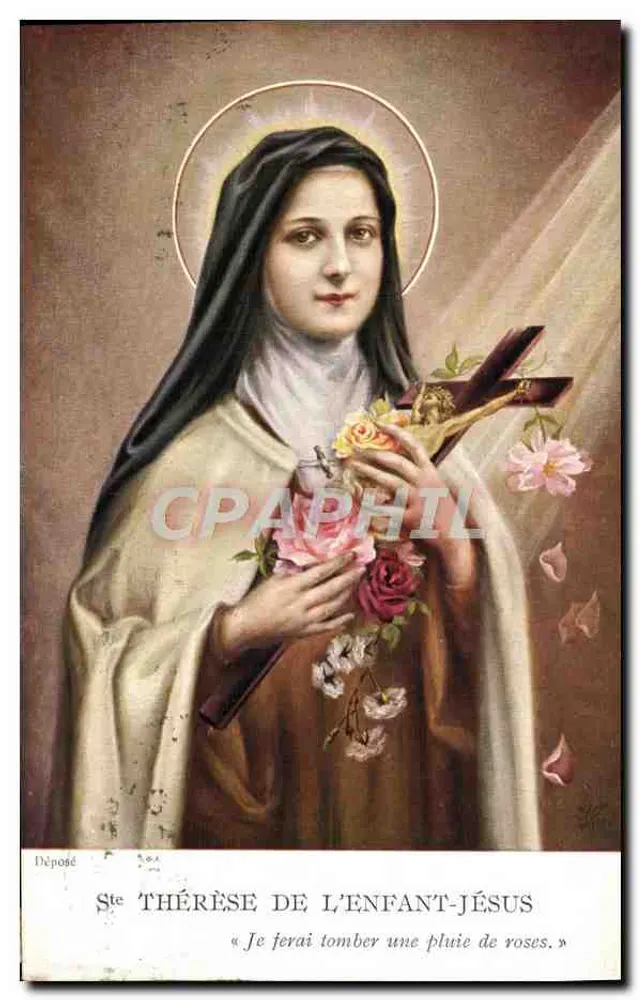 Santa Térèsa da Criança Jesus — 'Farei cair uma chuva de rosas.' — Depositado - Frente