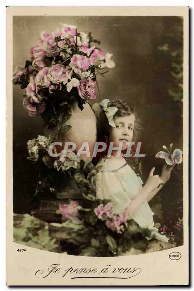 Menina com borboleta — Rosas e flores — CIRCE n°4274 - Frente