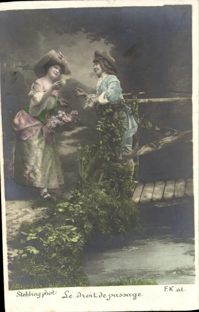 Zwei junge Frauen am See — Le Droit de passage — Stebbing phot. F.K. éd. - Vorderseite