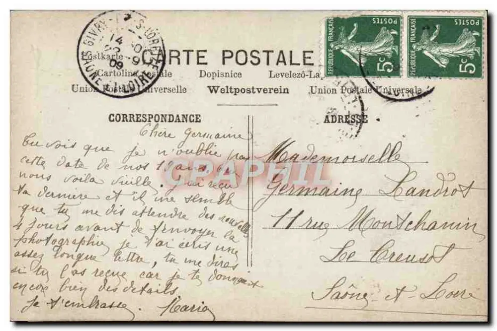 Menina com vestido de renda e chapéu florido — Aniversário — ARS PARIS n°50 - Verso
