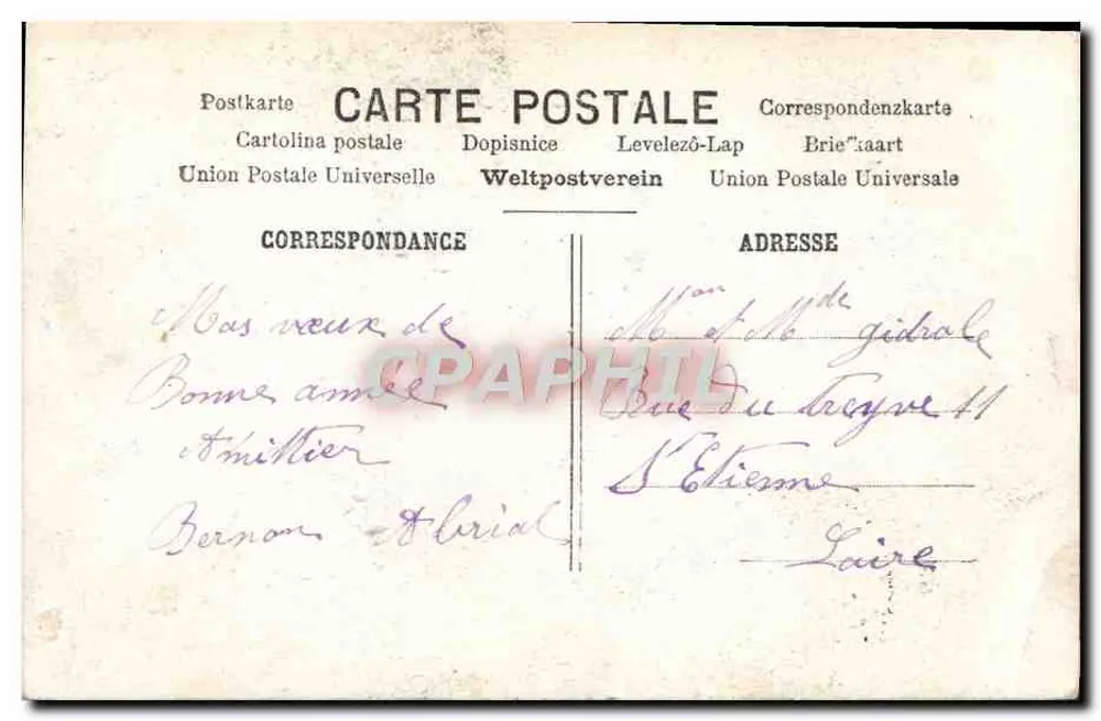 Frau und Kind mit Blumenstrauß — Frohes Neues Jahr — Paris, Nr. 433 - Rückseite