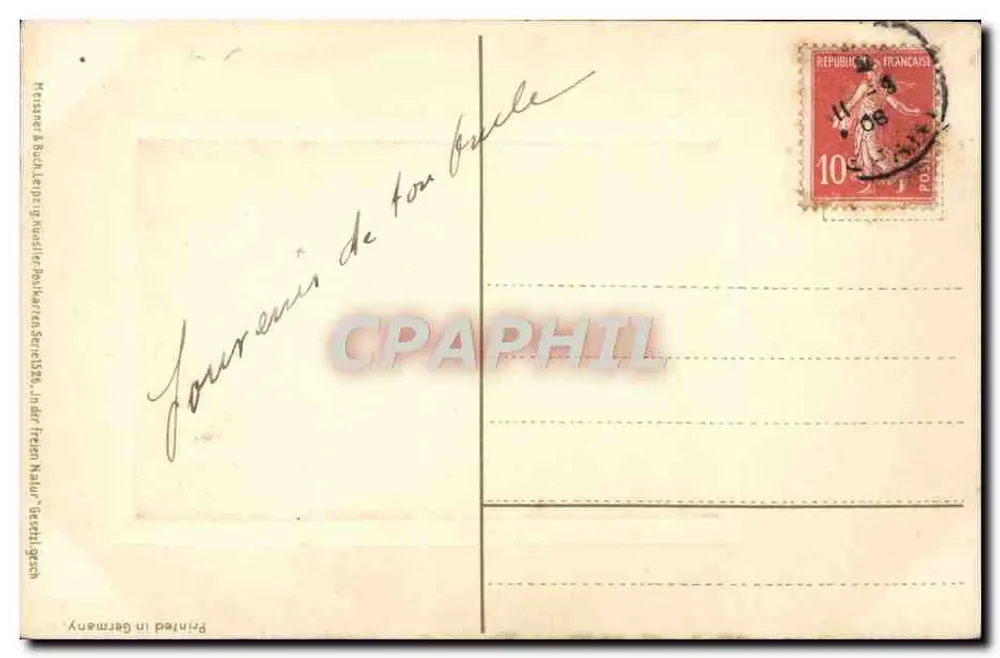 Cena de rio ao pôr do sol — Meissner & Buch, Leipzig — Série 1856 - Verso