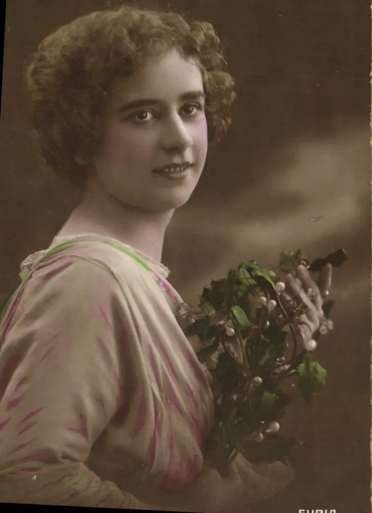 Junge Frau — mit einem Blumenstrauß — Verlag EUBIA - Vorderseite