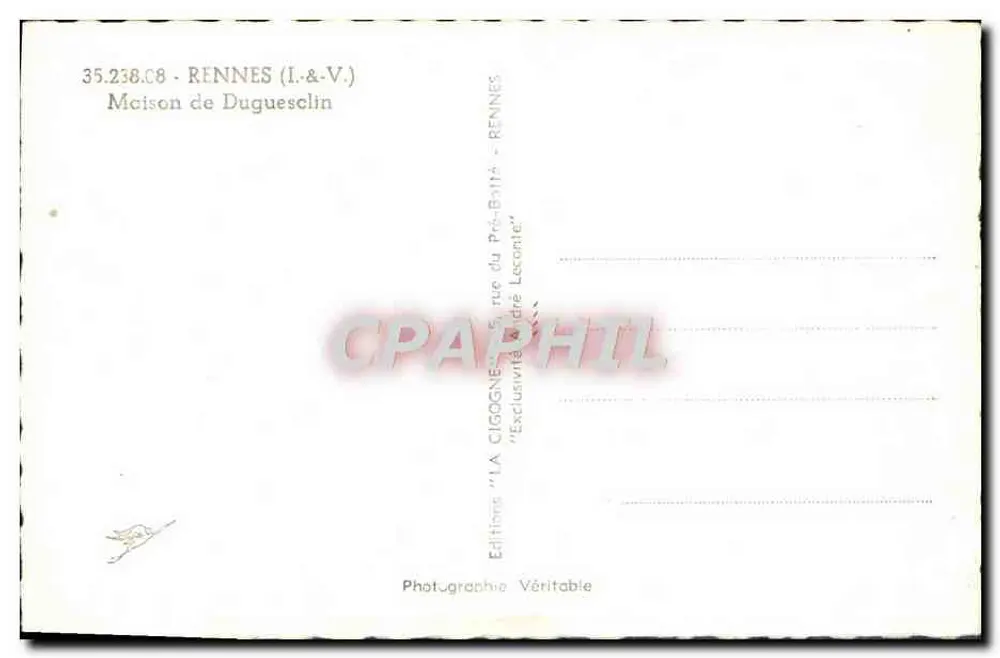 A Cegonha — Casa de Duguesclin — Edições Fotográficas Verdadeiras - Verso