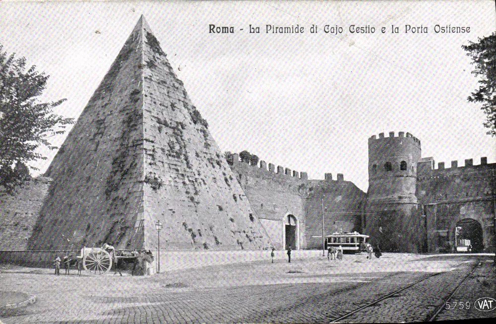 Roma - die Pyramide von Cajo Cestio und die Porta Ostiense — VAT 5759 - Vorderseite