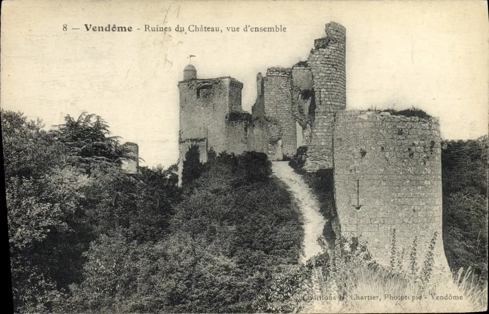 Vendôme — Ruínas do Castelo, vista geral — Chartier, Fototipia, Vendôme - Frente