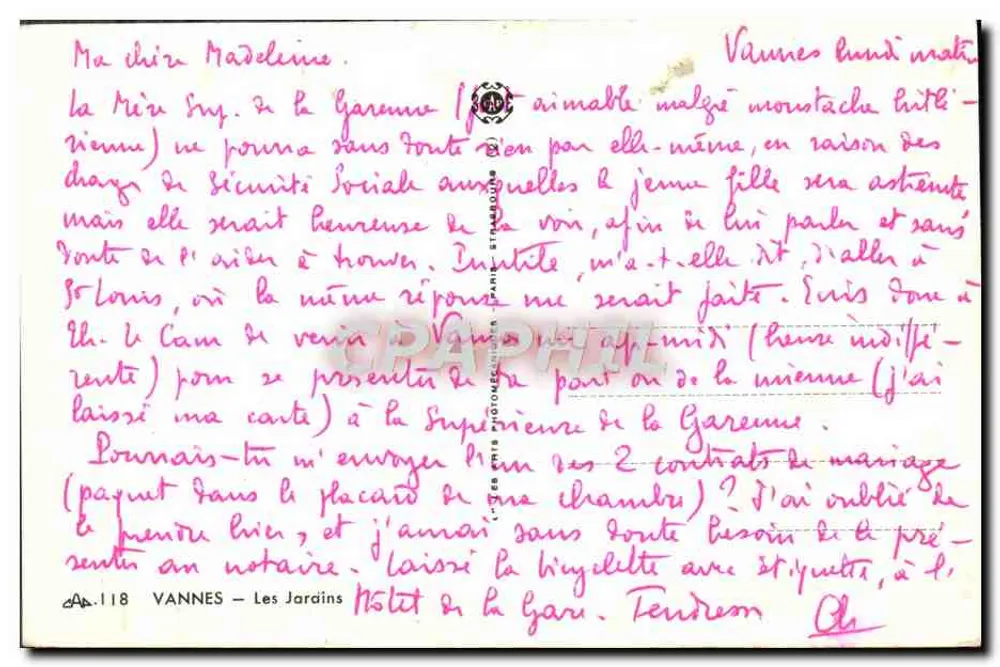 Vannes — Os Jardins — Editor: Paris - Stamboul - Verso