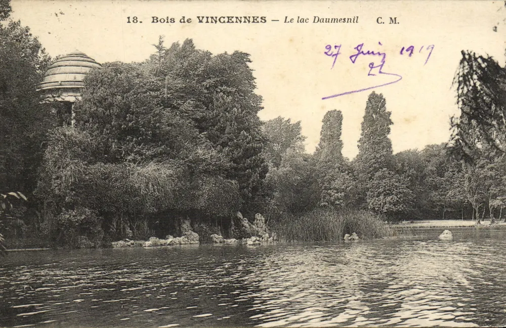 Bois de Vincennes — O lago Daumesnil — Edição Artística C. M. - Frente