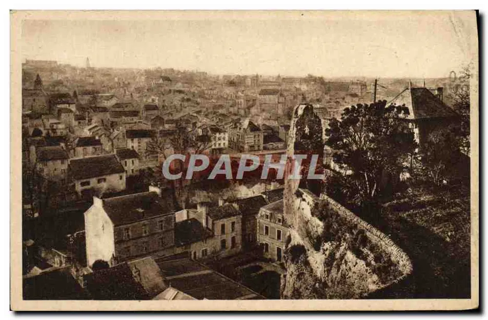 Vue panoramique de Poitiers — Rocher de Coligny pris des Dunes — éditeur J. Robachon, Poitiers - Anverso