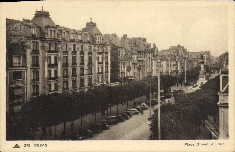 Reims — Praça Drouet d'Erlon — Editor Bilhete postal antigo 278 - Frente