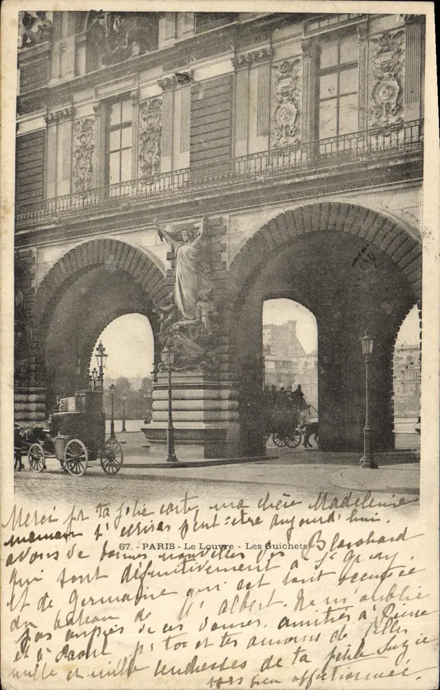 Paris - O Louvre - Os Guichets — editor Guérin, n° 67 - Frente