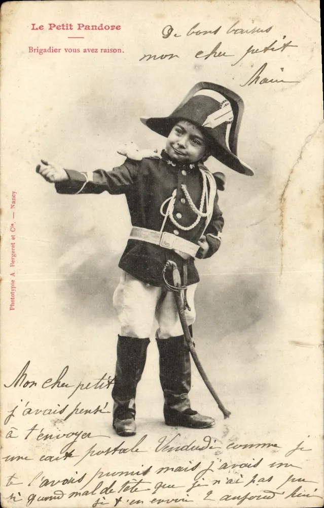 Le Petit Pandore — Enfant en uniforme de brigadier — Phototype A. Bergeret et Cie, Nancy - Vorderseite